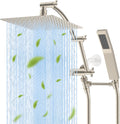 Hibbent All Metal 10in x 9in Rainfall Dual Shower Head Combo - High