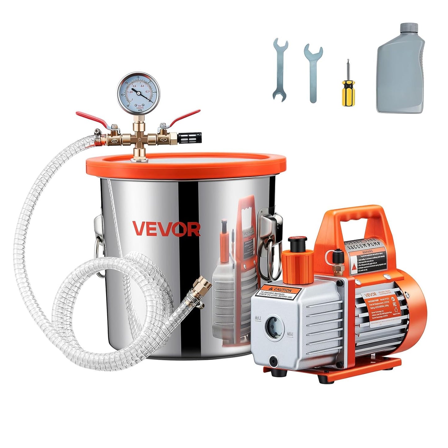 VEVOR 3 Gallon Vacuum Chamber Kit for Wood and Resin Degassing