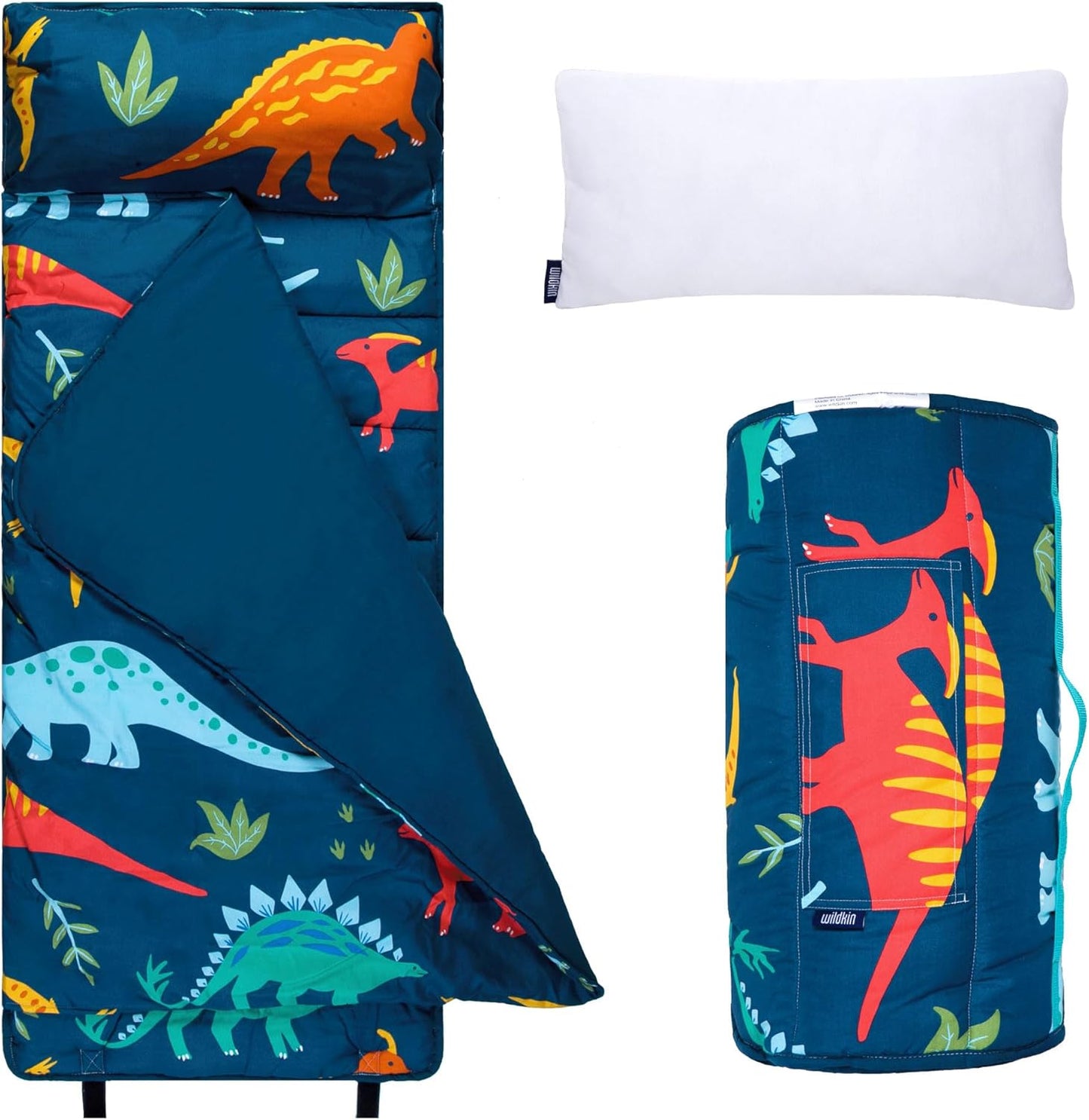 Kids Microfiber Nap Mat with Pillow for School & Travel - Dinosaurs