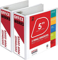 2 Pack 5 in 3 Ring Binder with Locking Angle D Rings - High Capacity