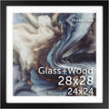 Frame Amo 28x28 Black Solid Wood Poster Frame with White Mat - Gallery
