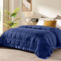Queen Size Navy Down Alternative Blanket with Satin Trim - Lightweight