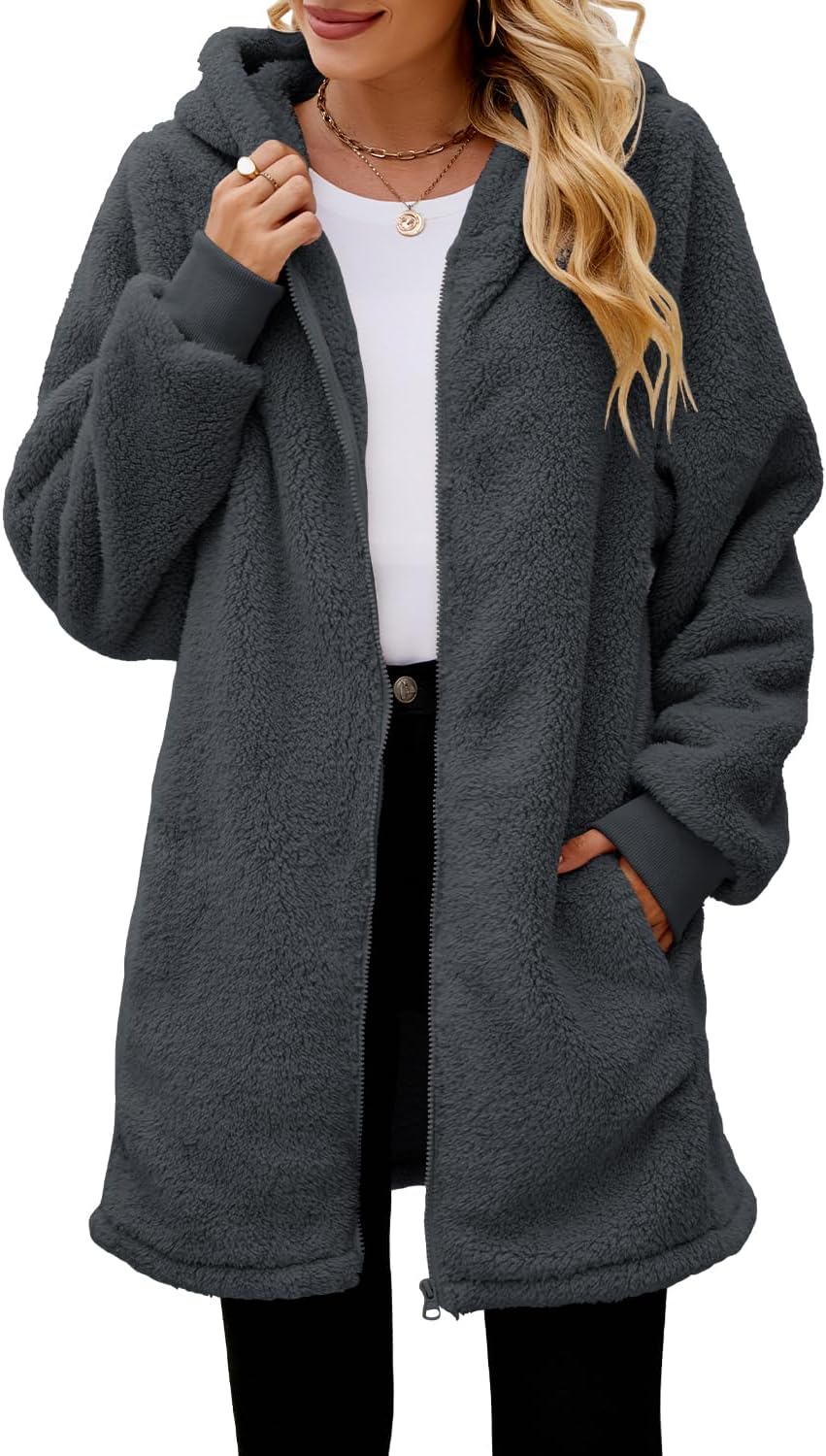 ReachMe Womens Fleece Zip Up Jacket for Cozy Winter Wear