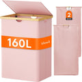 Double Laundry Hamper with Lid 160L - Two-Section Large Laundry Bin