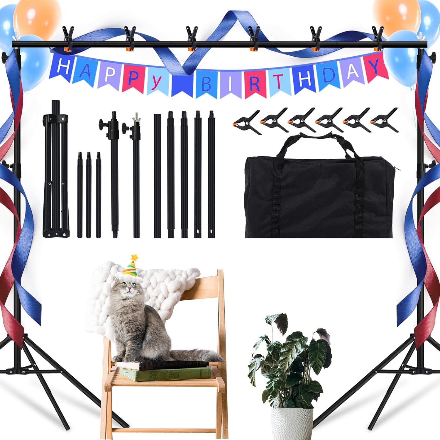 Backdrop Stand 6.6x10ft Adjustable Kit for Photo Video Shooting