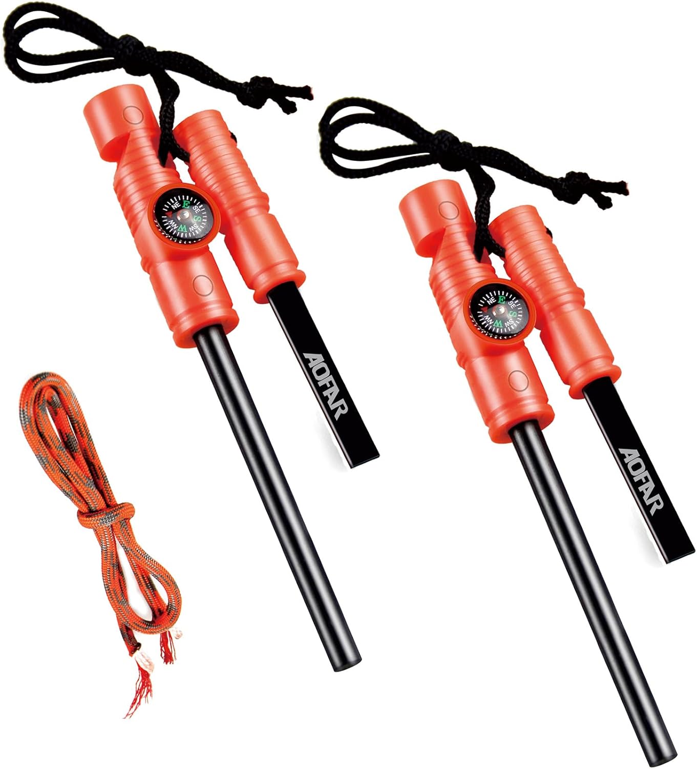 AOFAR Fire Starter with Paracord & Whistle - Essential Survival Tool