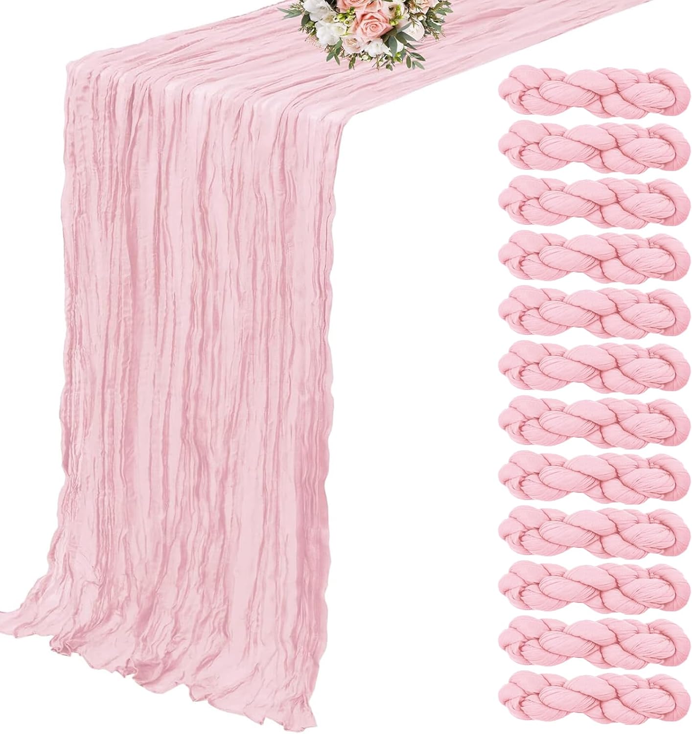12 Pack Light Pink Cheesecloth Table Runner for Elegant Events