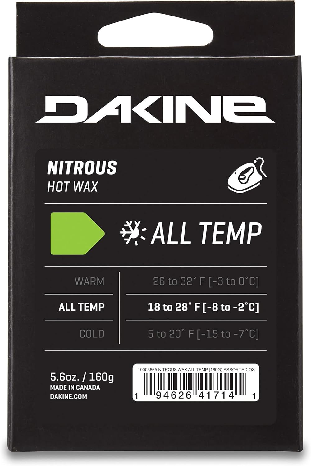 Dakine Nitrous All Temp Wax 160G - Provides All-Weather Protection