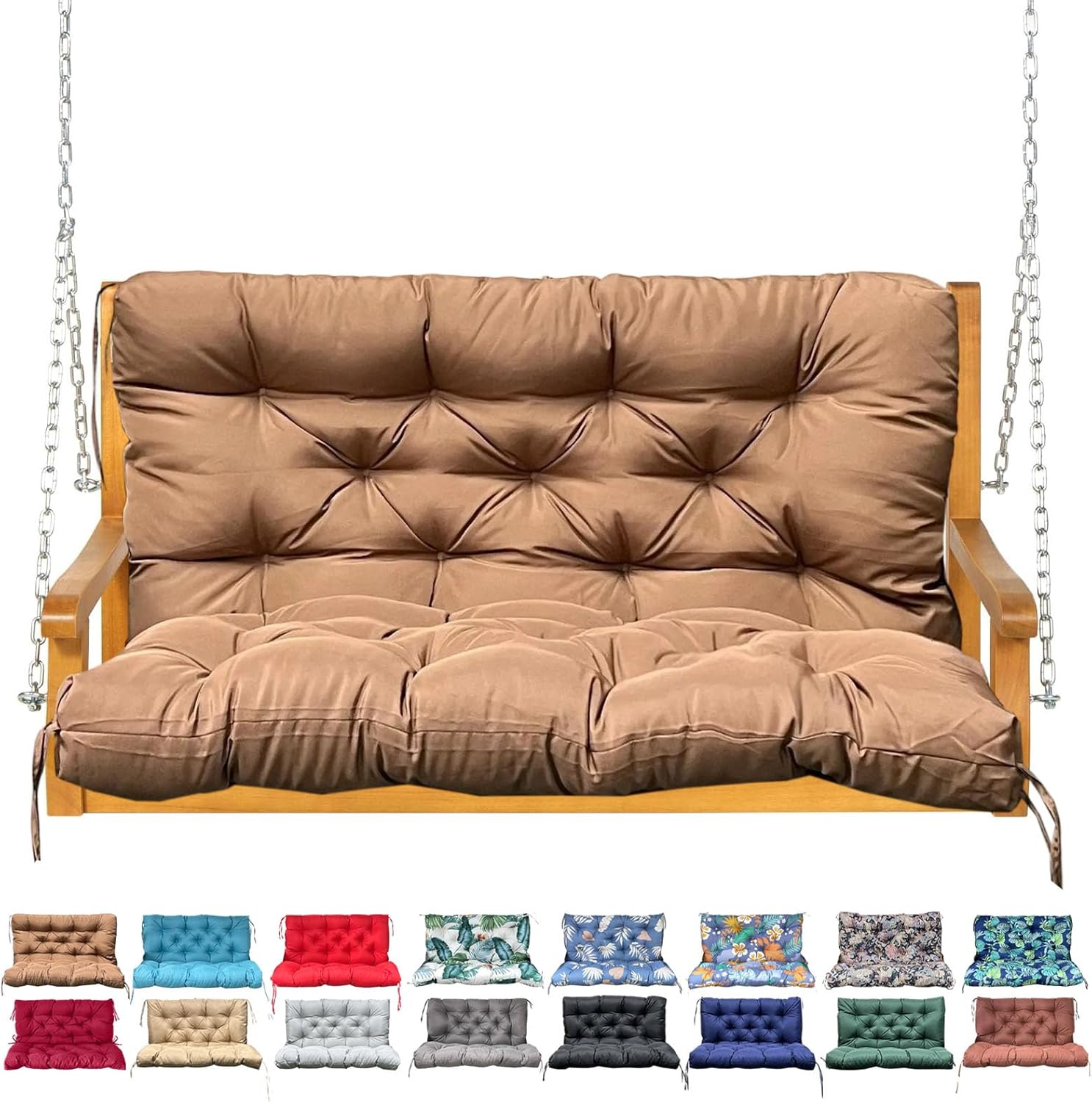 Porch Swing Cushion with Backrest for Outdoor Furniture Comfort