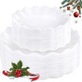LIYH White Scalloped Plastic Plates Reusable Set of 50 - Elegant