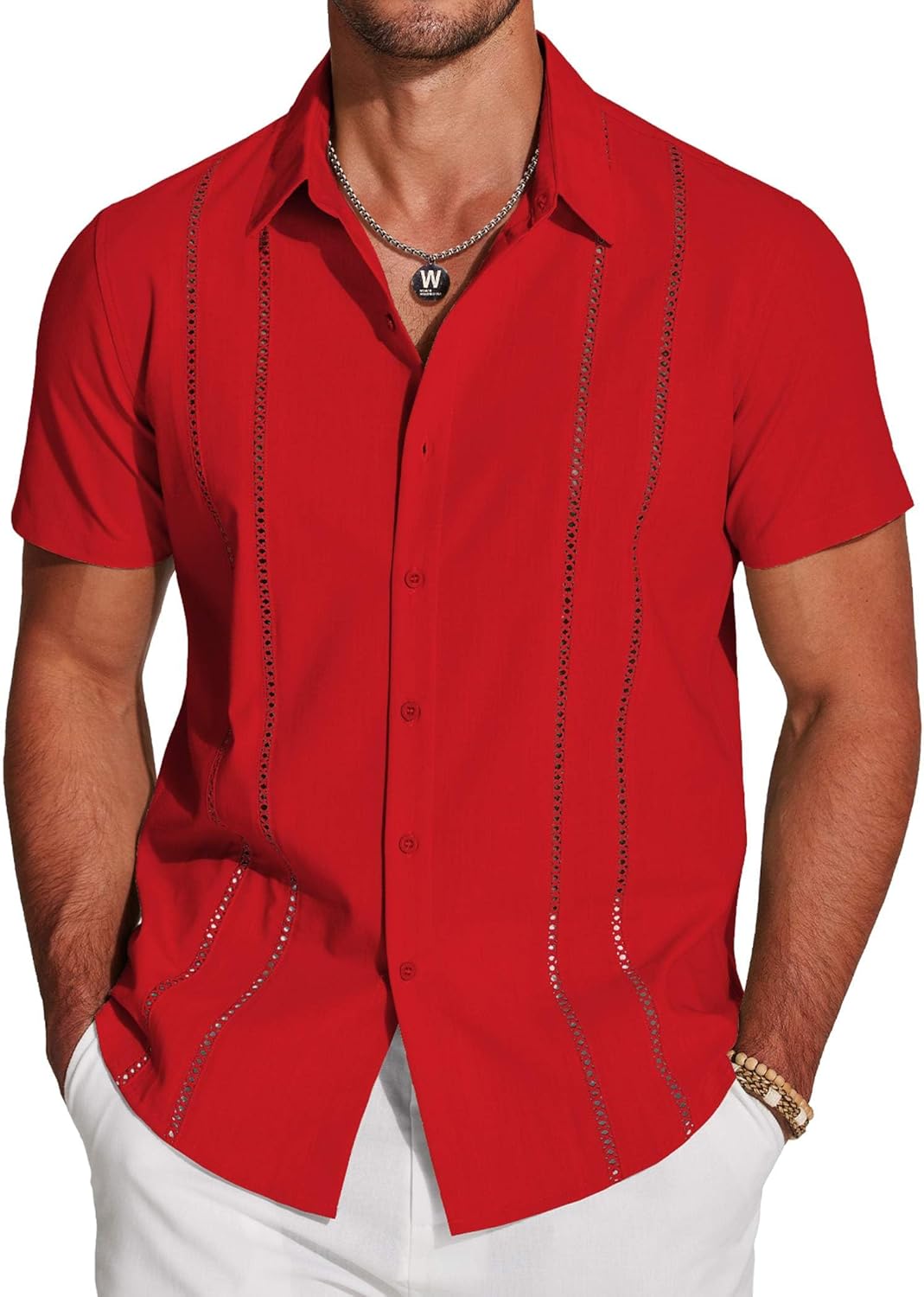 Stylish Men's Cuban Guayabera Shirt for Summer Casual Wear