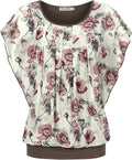 Womens Summer Flutter Short Sleeve Pleated Mesh Top - Lightweight
