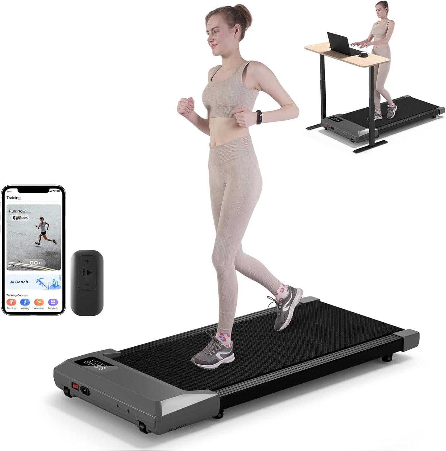 DeerRun 2025 Upgrade Walking Pad - Smart Under Desk Treadmill