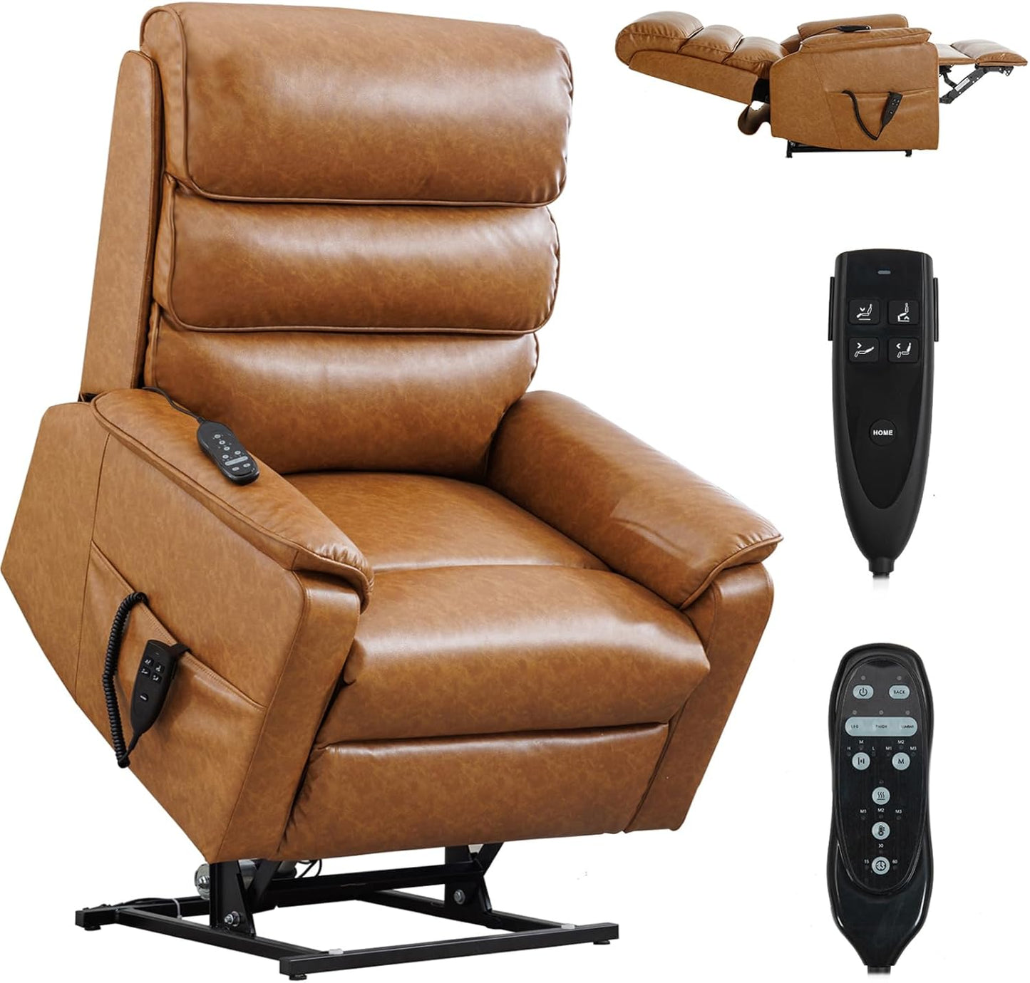 Ultimate Comfort: Yellow Brown Lift Chair with Heat & Massage