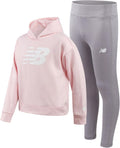New Balance Girls Leggings Set - 2 Piece Pullover Hoodie & Leggings