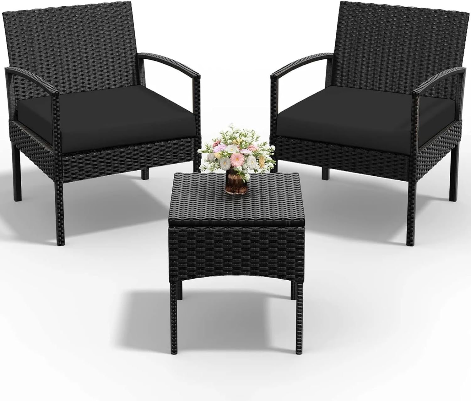 PROHIKER 3 PCS Patio Rattan Conversation Chairs Set for Outdoors