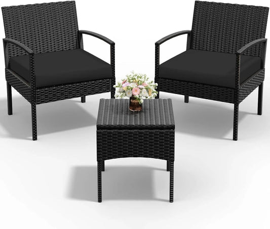 PROHIKER 3 PCS Patio Rattan Conversation Chairs Set for Outdoors