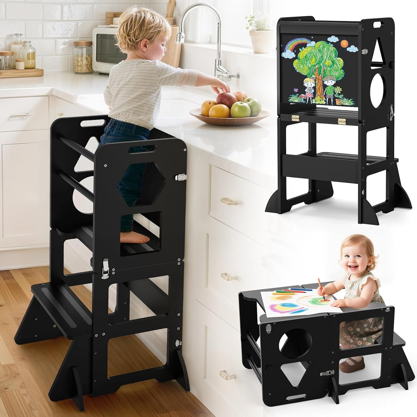 4 in-1 Toddler Kitchen Step Stool for Learning and Fun