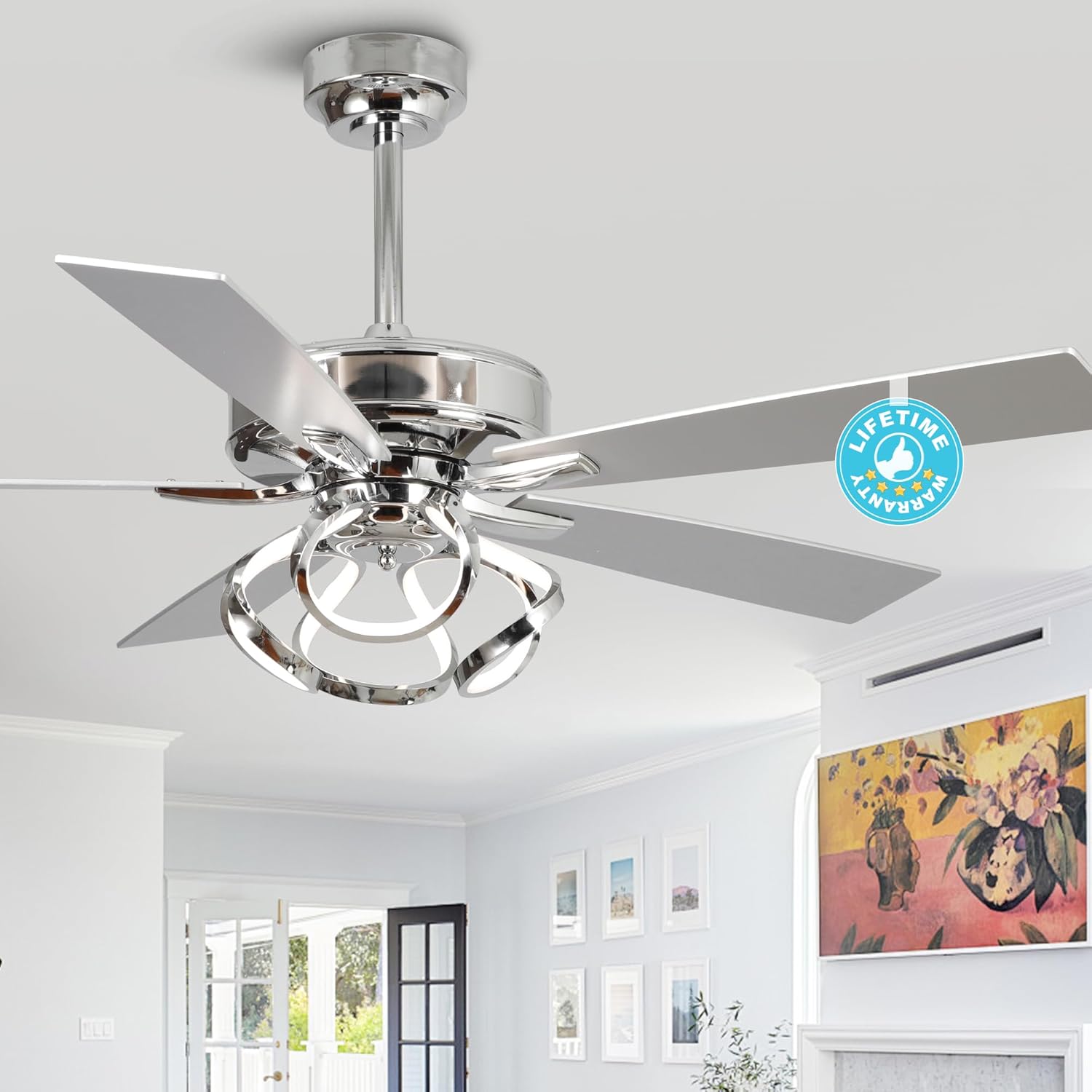 Parrot Uncle 52 Inch Ceiling Fan with Lights and Remote Control