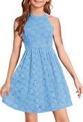 Girls Halter Neck Floral Lace A-line Party Dress - Elegant Fit