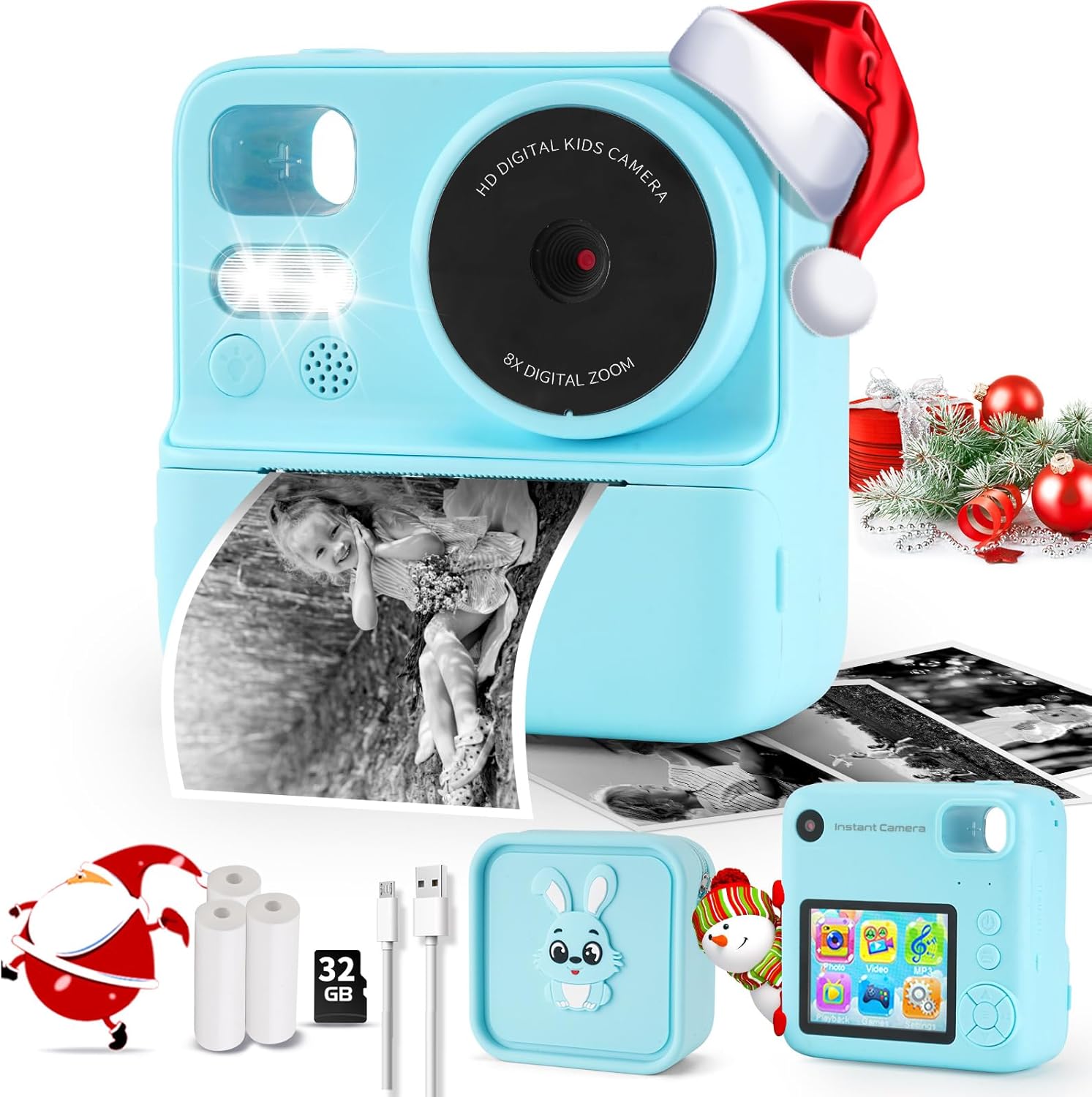 Instant Print Camera for Kids with 2.8 Inch Screen Fun