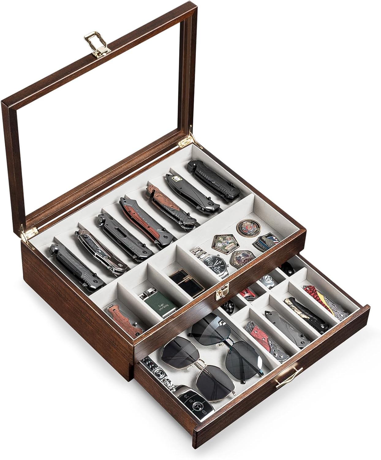 Pocket Knife Display Case for 17-23 Folding Knives Storage