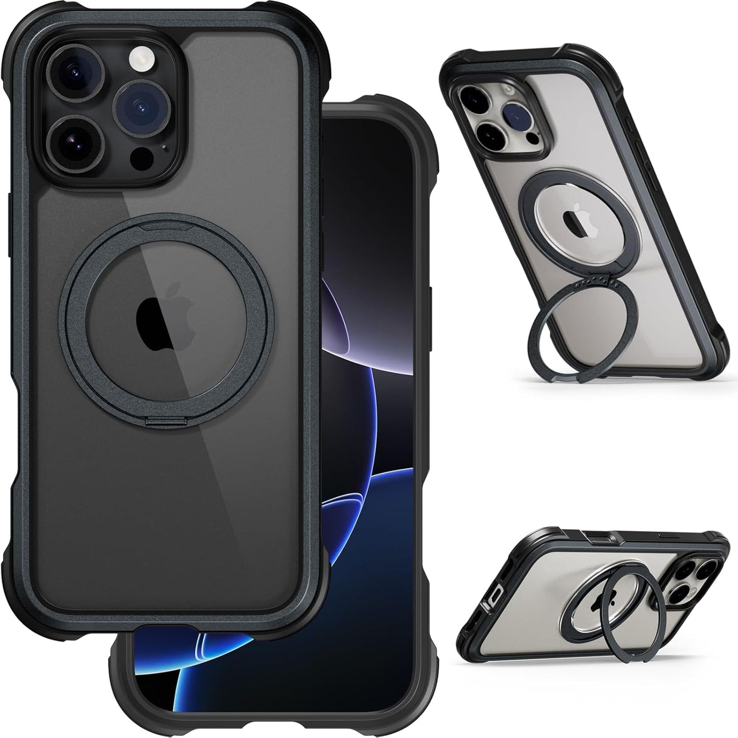 MAGEASY iPhone 16 Pro Max Case with 360 Rotatable Stand