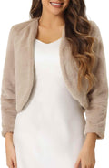 Faux Fur Cropped Jacket for Women - Wedding Bolero Coat