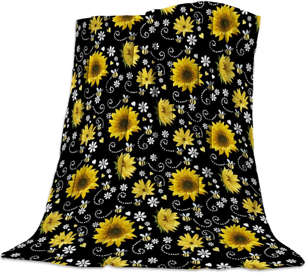 Vandarllin Super Soft Throw Blanket with Sunflowers and Bees
