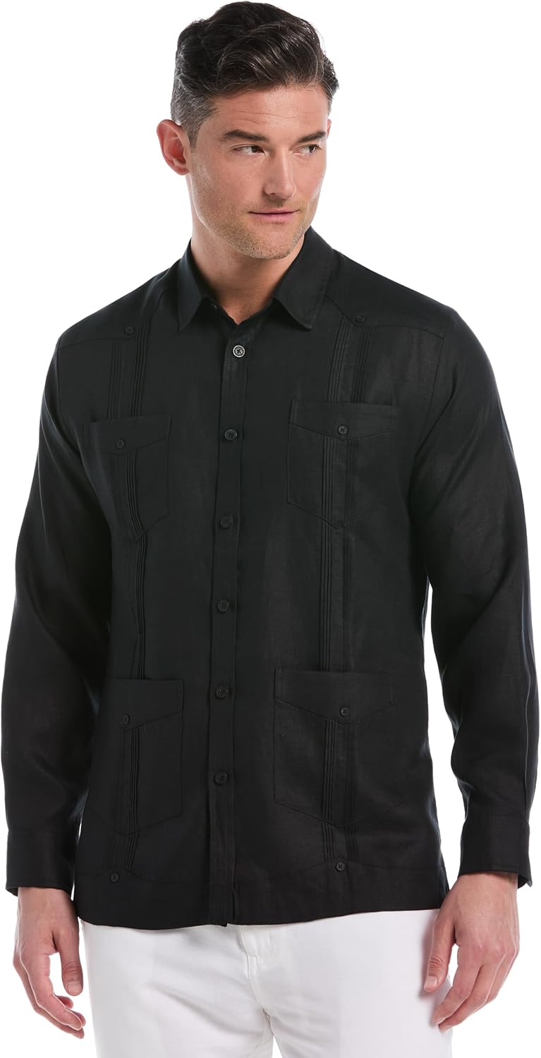 Cubavera Men's Linen Guayabera Shirt with Four Pockets