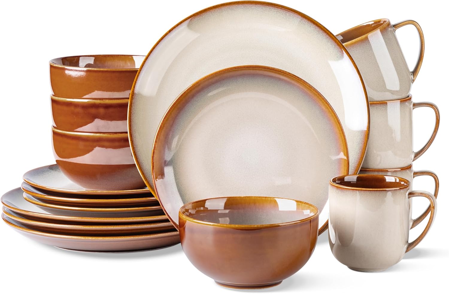 LERATIO Ceramic Dinnerware Set for 4 - 16-Piece Elegant Dishes