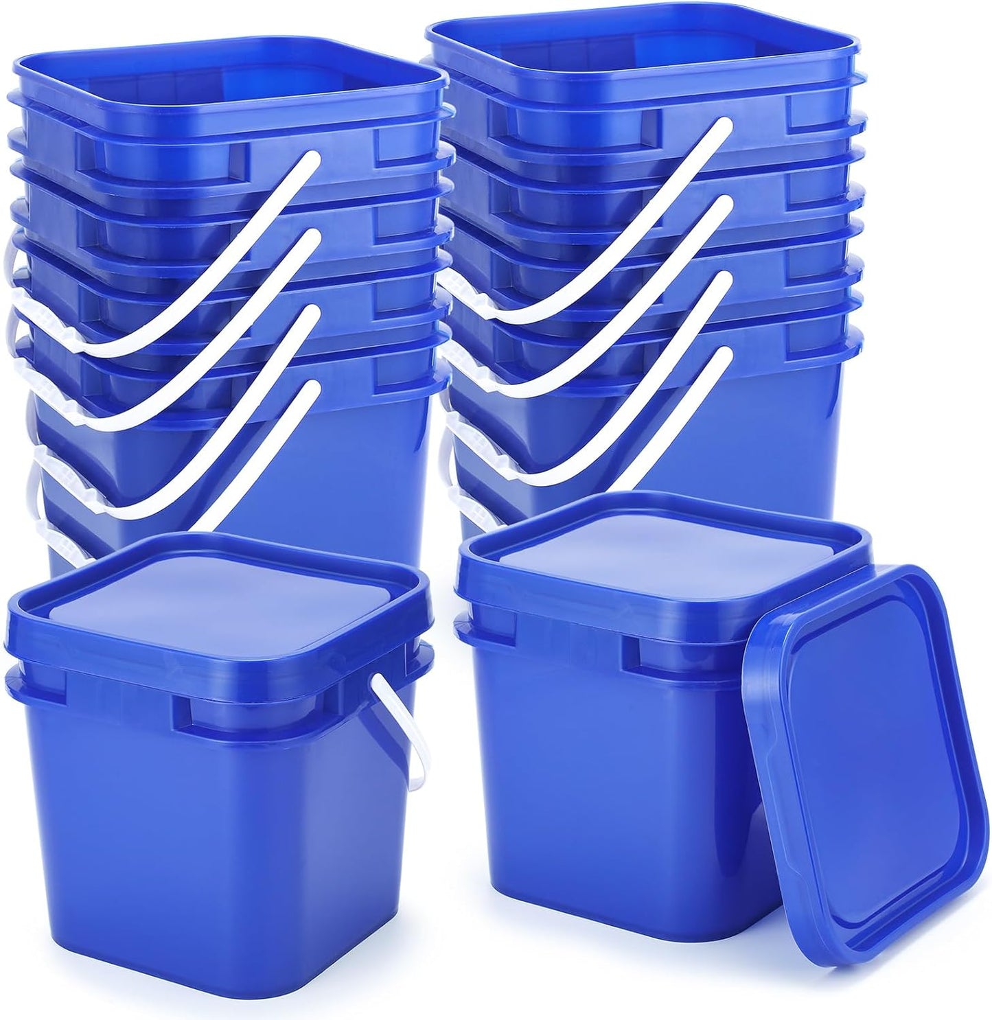 10pcs 2.2 Gallon Square Bucket with Lid for Versatile Storage