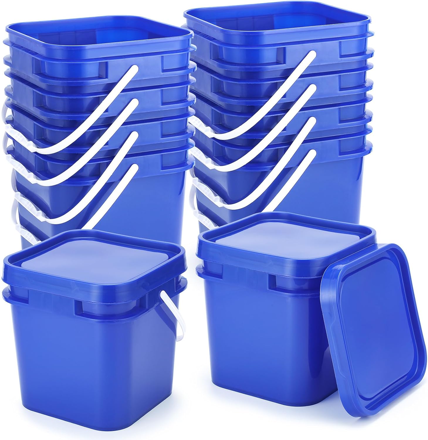 10pcs 2.2 Gallon Square Bucket with Lid for Versatile Storage