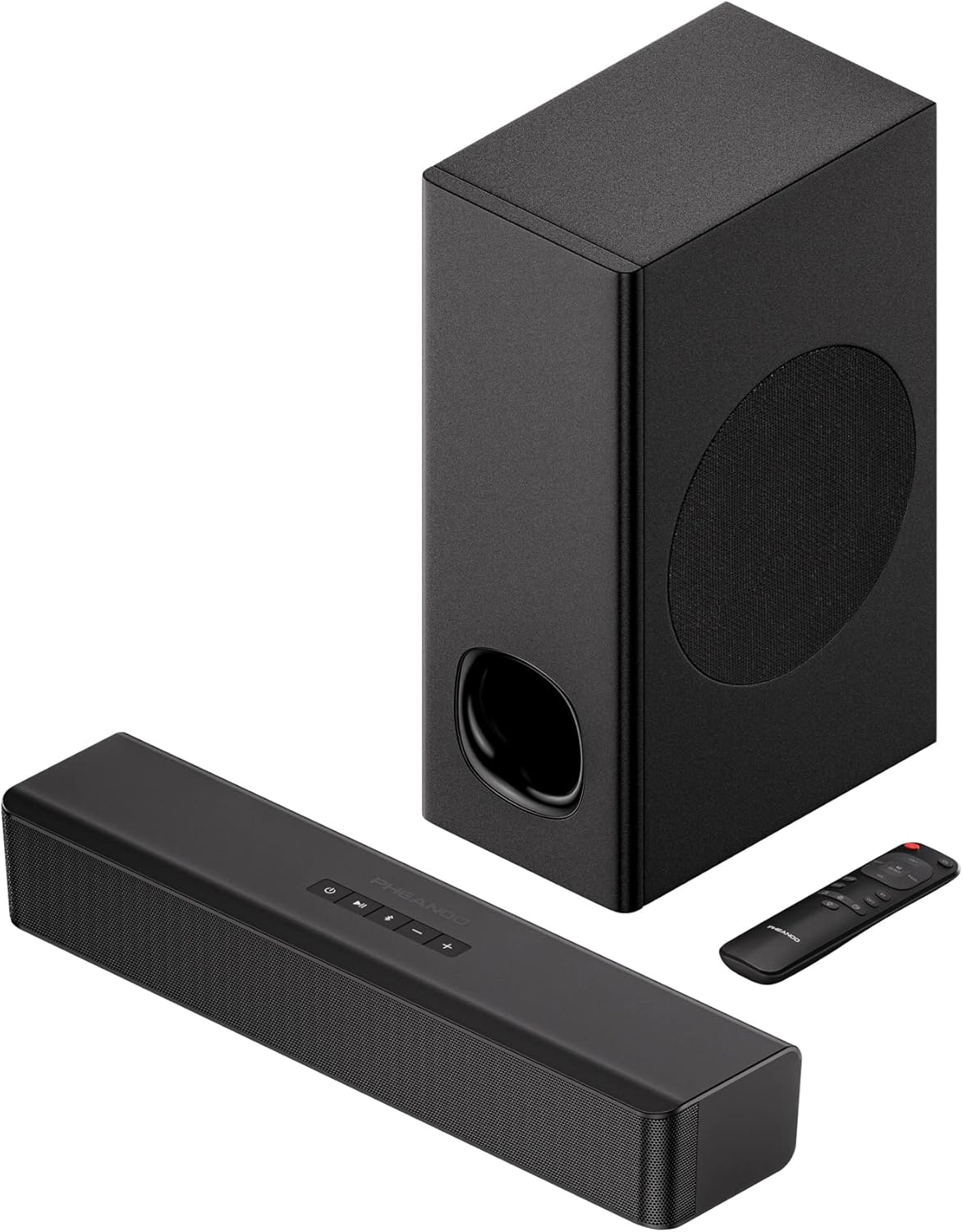 PHEANOO 2.1 Compact Sound Bar with Subwoofer for TV Experience