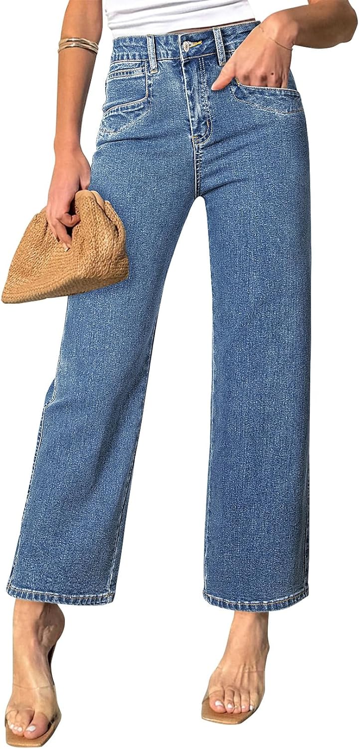Wide Leg Jeans for Women: High Waisted Stretchy Denim Pants