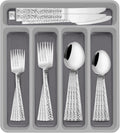 40-Piece Hammered Silverware Set for 8 - Mirror Finish Flatware