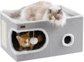 Cat Bed for Indoor Cats Cube House Covered Cat Cave - Cozy Hideaway