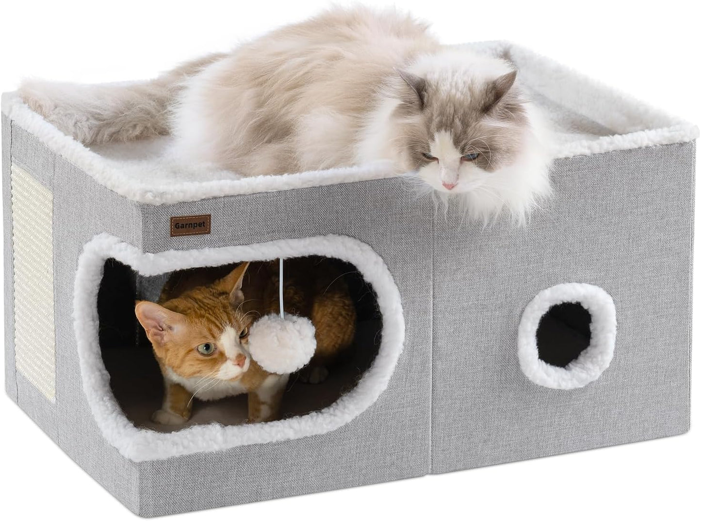 Cozy Cat Bed for Indoor Cats with Cave Design and Scratch Pad