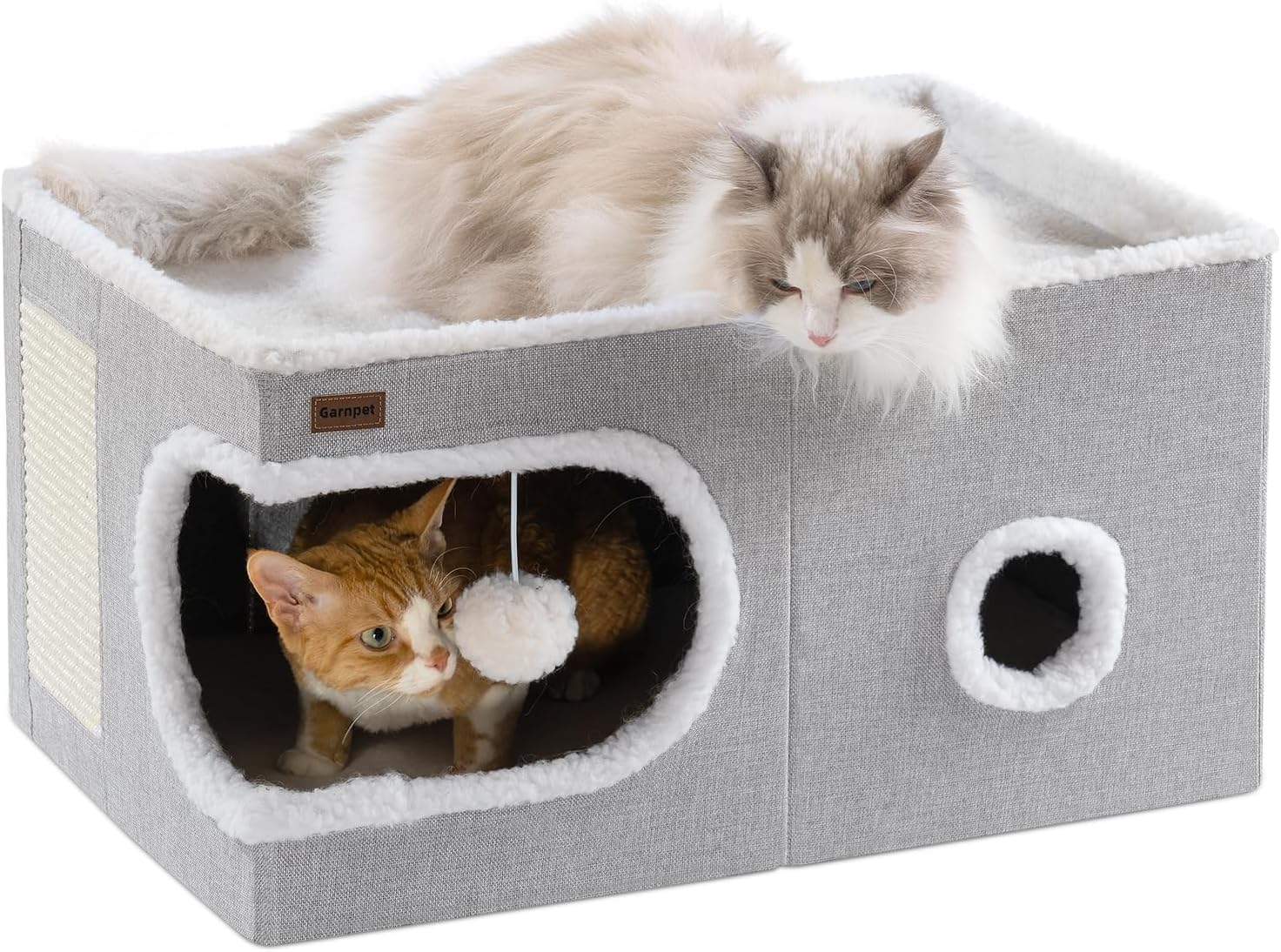 Cozy Cat Bed for Indoor Cats with Cave Design and Scratch Pad