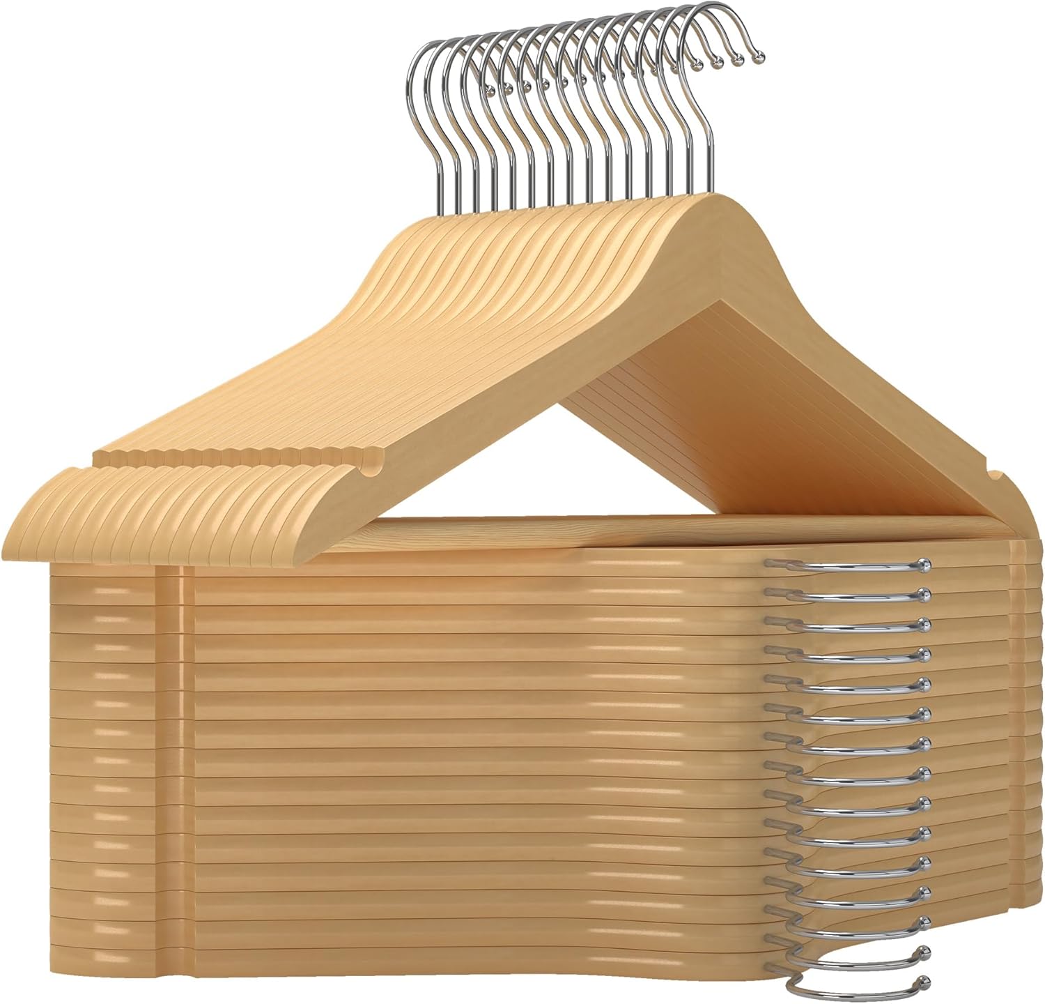StorageWorks Wooden Hangers 30 Pack for Closet Organization