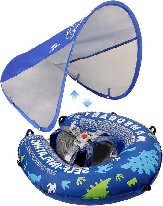 Mambobaby Compressible Folding Baby Self-Inflating Float Blue