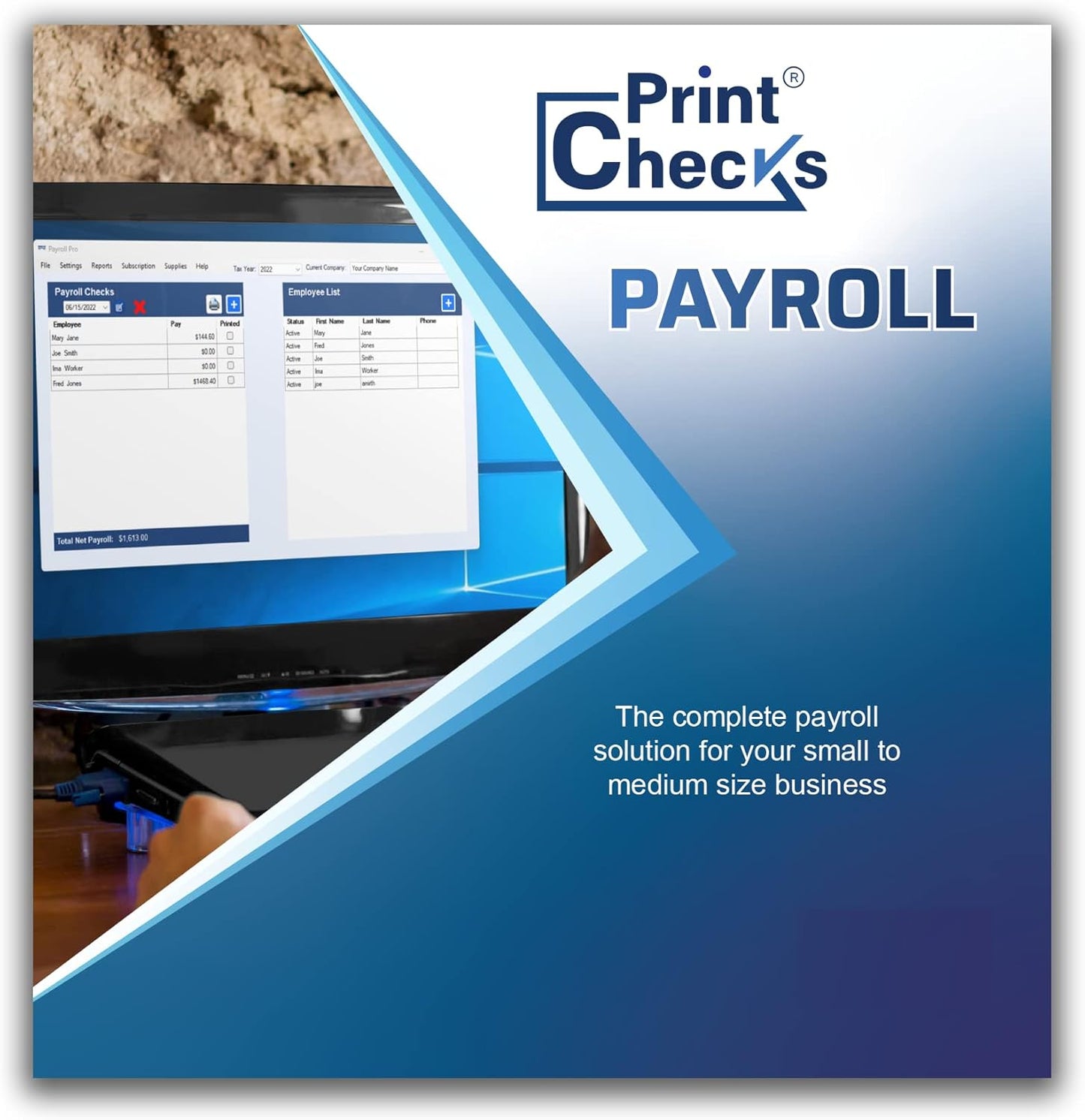 Print Checks Payroll Software for Windows 10/11 with License