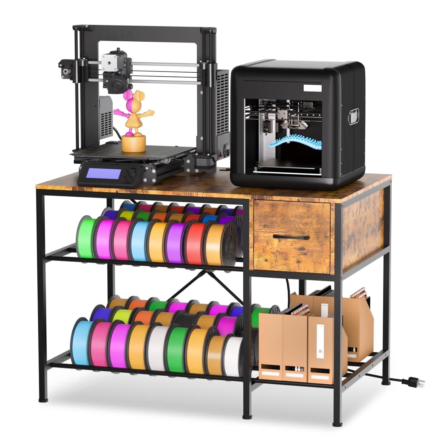 3D Printer Stand with Filament Storage for Creative Workspaces