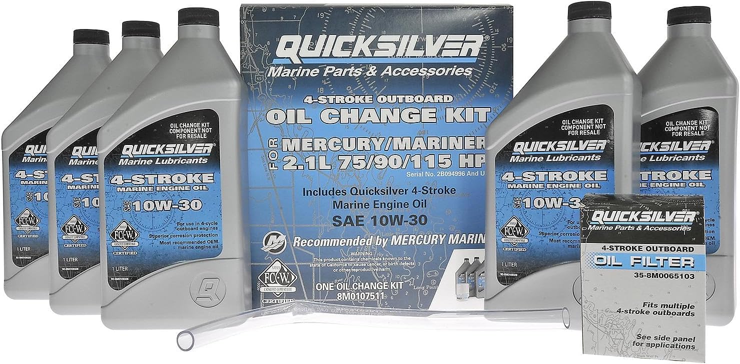 Quicksilver 10W-30 Oil Change Kit for 75hp to 115hp Outboards