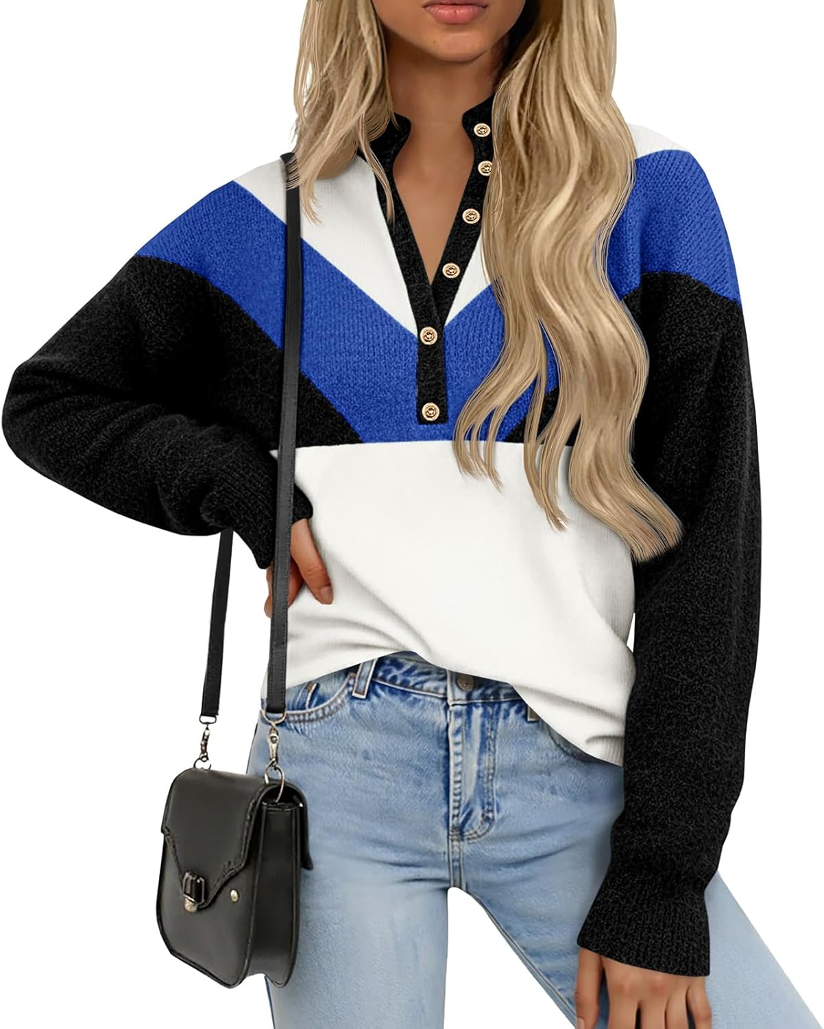 Saodimallsu Womens Color Block Sweaters for Stylish Fall Wear