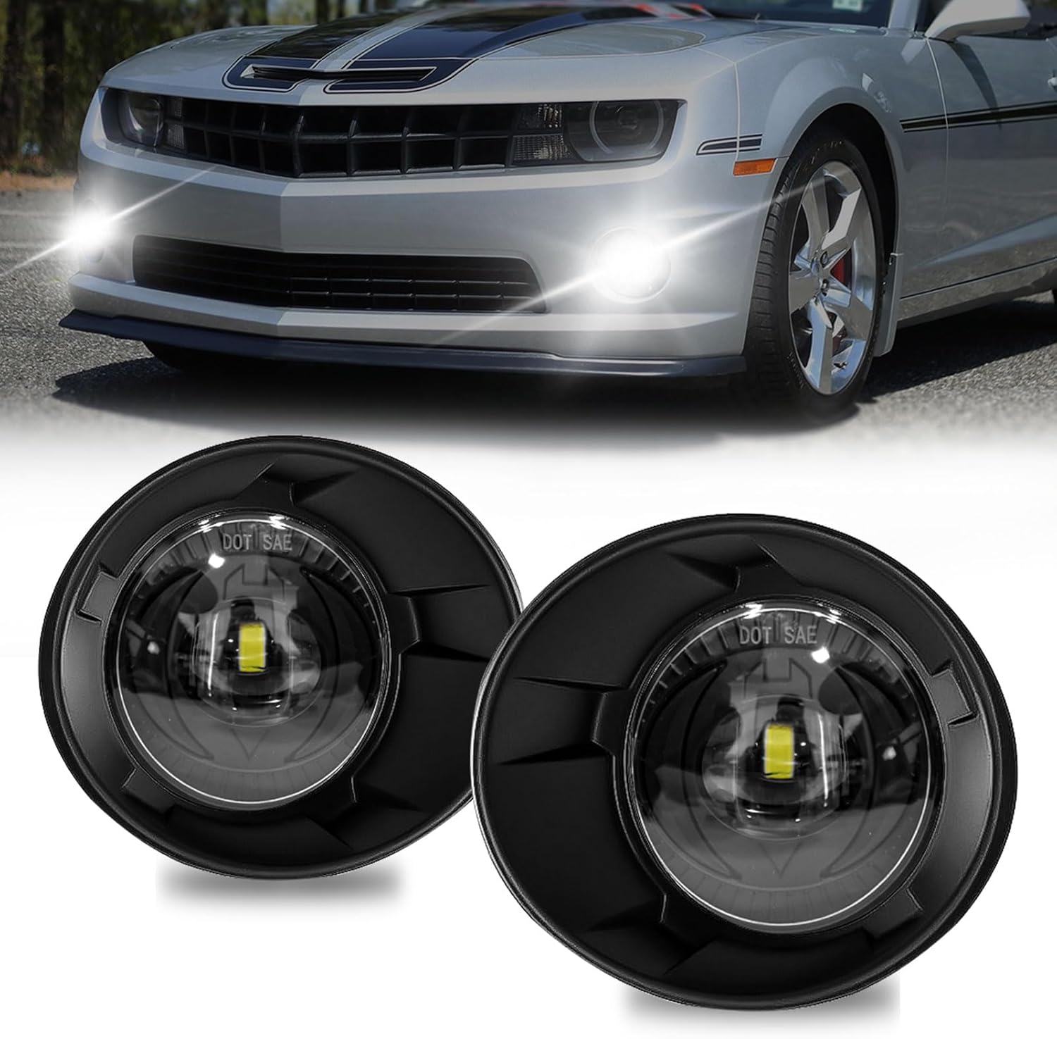 LED Fog Lights for 2010-2013 Chevrolet Camaro, Clear Lens Kit