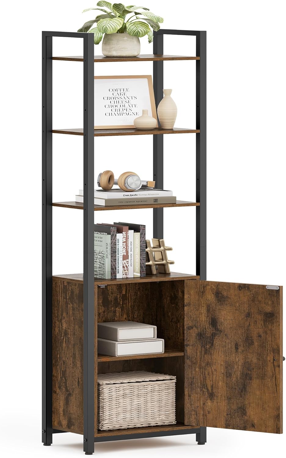 VASAGLE 6-Tier Bookshelf with Adjustable Shelves for Storage