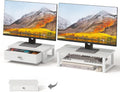 Dual Monitor Stand Riser with Drawers - Ergonomic Desktop Organizer