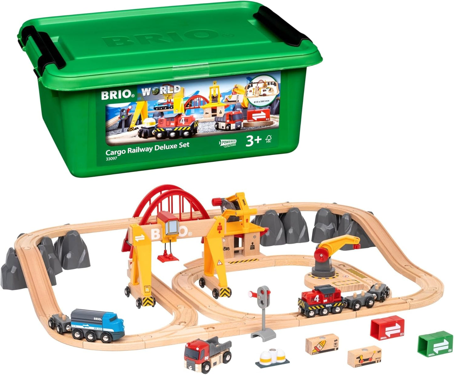 BRIO World Cargo Railway Deluxe Set - Fun Wooden Train Adventure