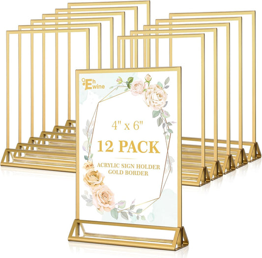 EHWINE 12 Pack Acrylic Sign Holder for Clear Display Stands